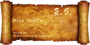 Ricz Iván névjegykártya